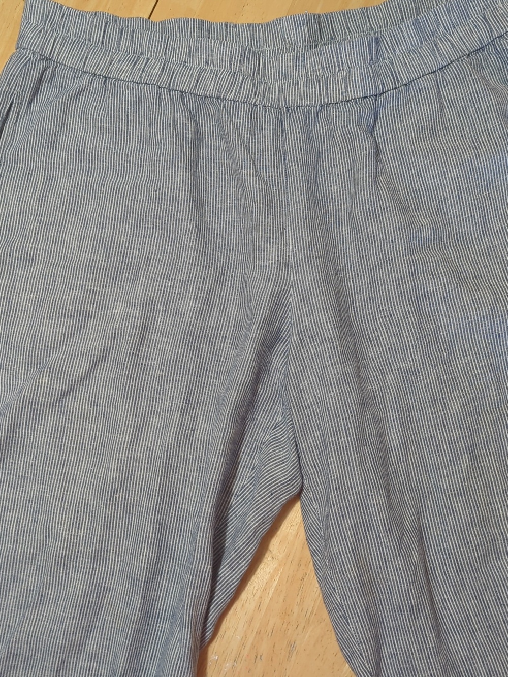 Eileen Fisher Blue and White Striped Cropped Pants - Picture 5 of 9